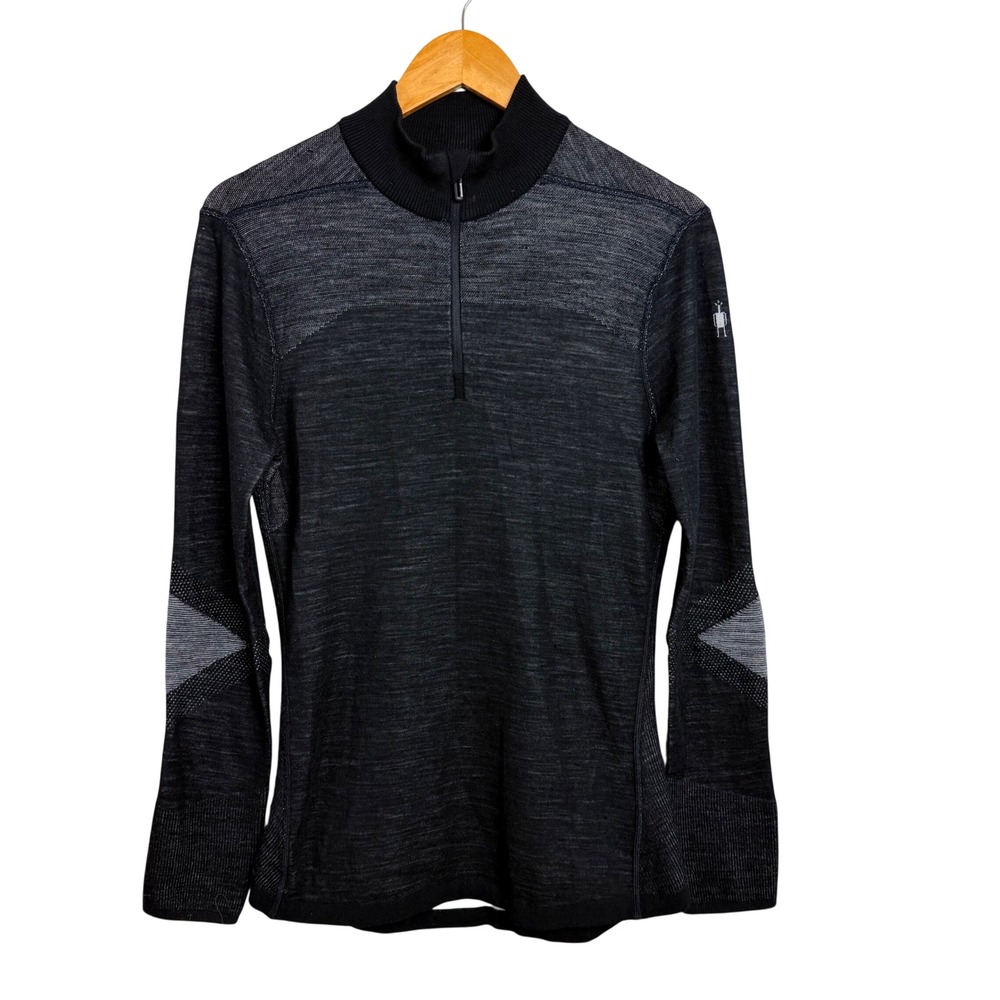 Smartwool Intraknit Merino 200 1/4 Zip Base Layer Mens Charcoal Gray Heather